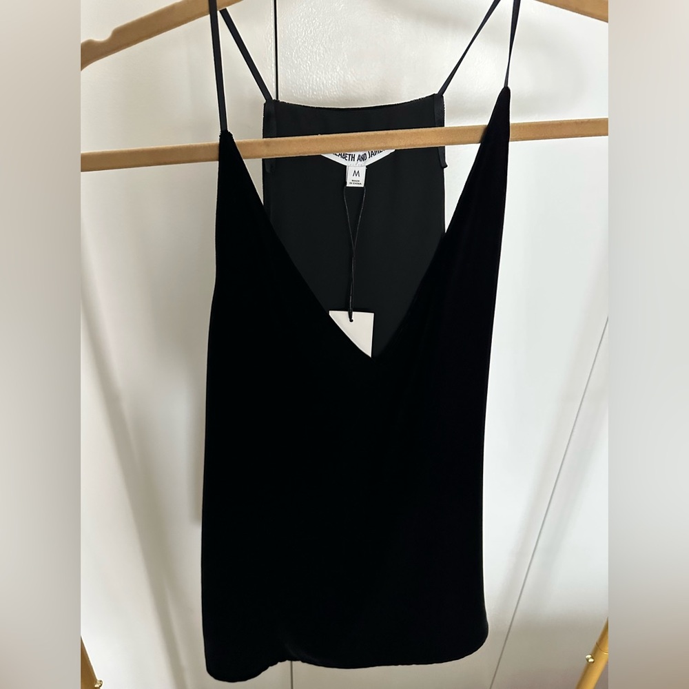 NWT - Elizabeth and James Black Velvet Camisole Top size M